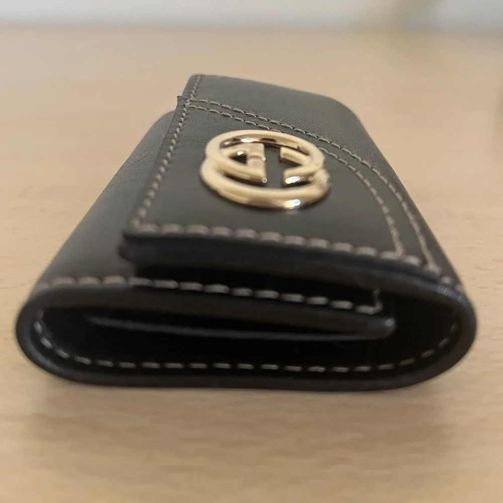 Vintage Gucci GG Black Leather Key Holder Box Controllato BNWOT